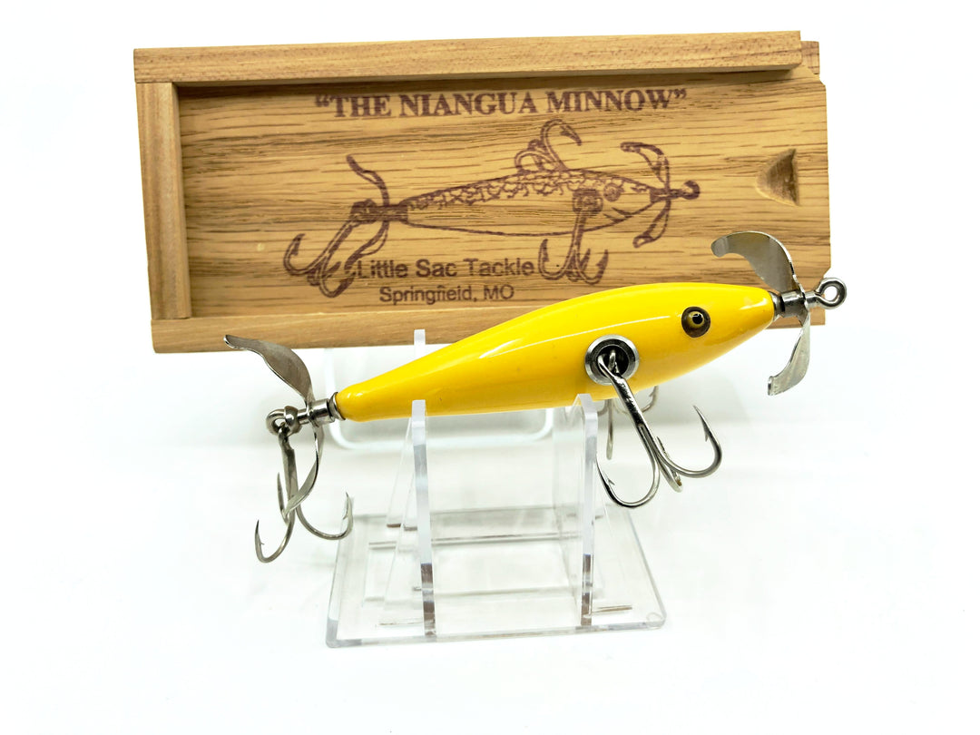 Little Sac Bait Company Niangua Minnow Yellow Color Signed Wooden Box