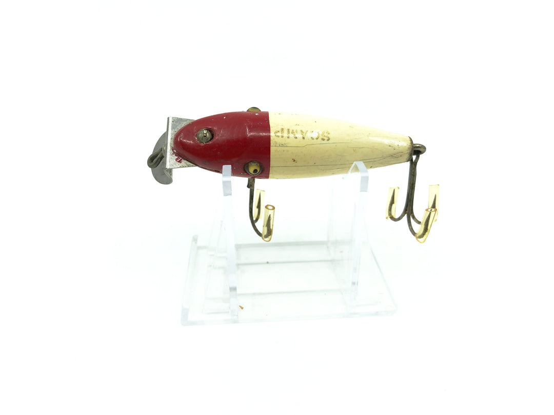 Creek Chub 4300 River Scamp in Red Head White Color 4302 Vintage Wooden Lure Glass Eyes