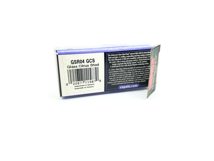 Rapala Glass Shad Rap GSR04-GCS Glass Citrus Shad Color in Box New Old Stock