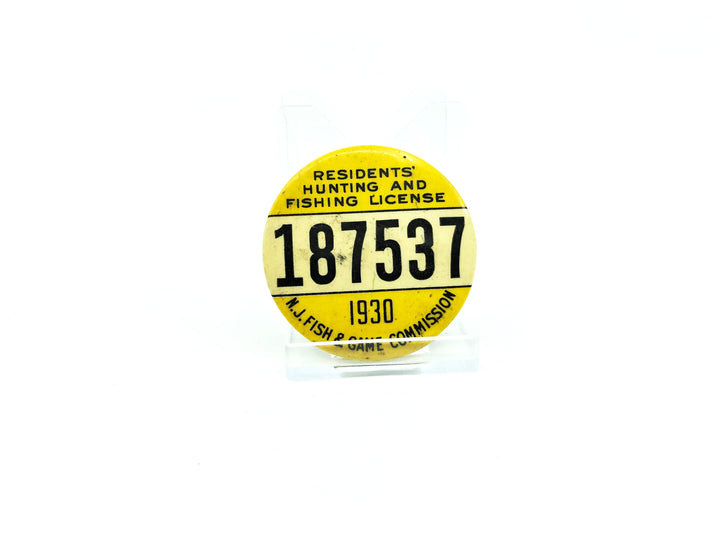 1930 New Jersey Resident Hunting and Fishing License Button