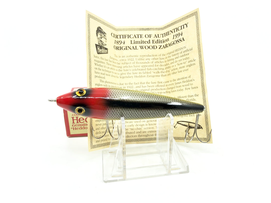 Heddon Centennial Edition Wood Zaragossa New in Box NO. X6500W-JRH - Frog Scale Red Head Numbered!