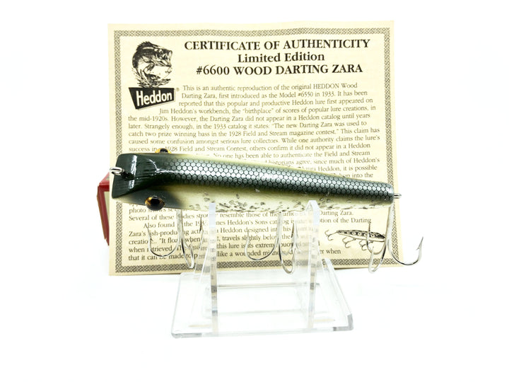 Heddon Centennial Edition Wood Darting Zara New in Box NO. X6600W-SS - Silver Flitter Numbered!