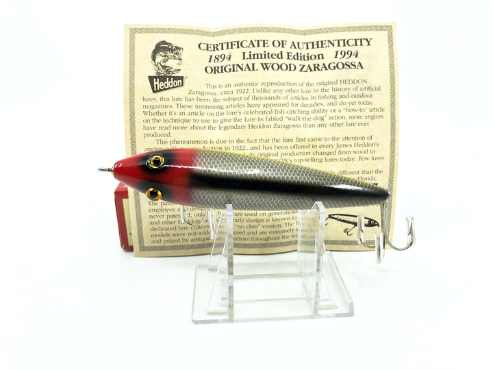 Heddon Centennial Edition Wood Zaragossa New in Box NO. X6500W-JRH - Frog Scale Red Head Numbered!