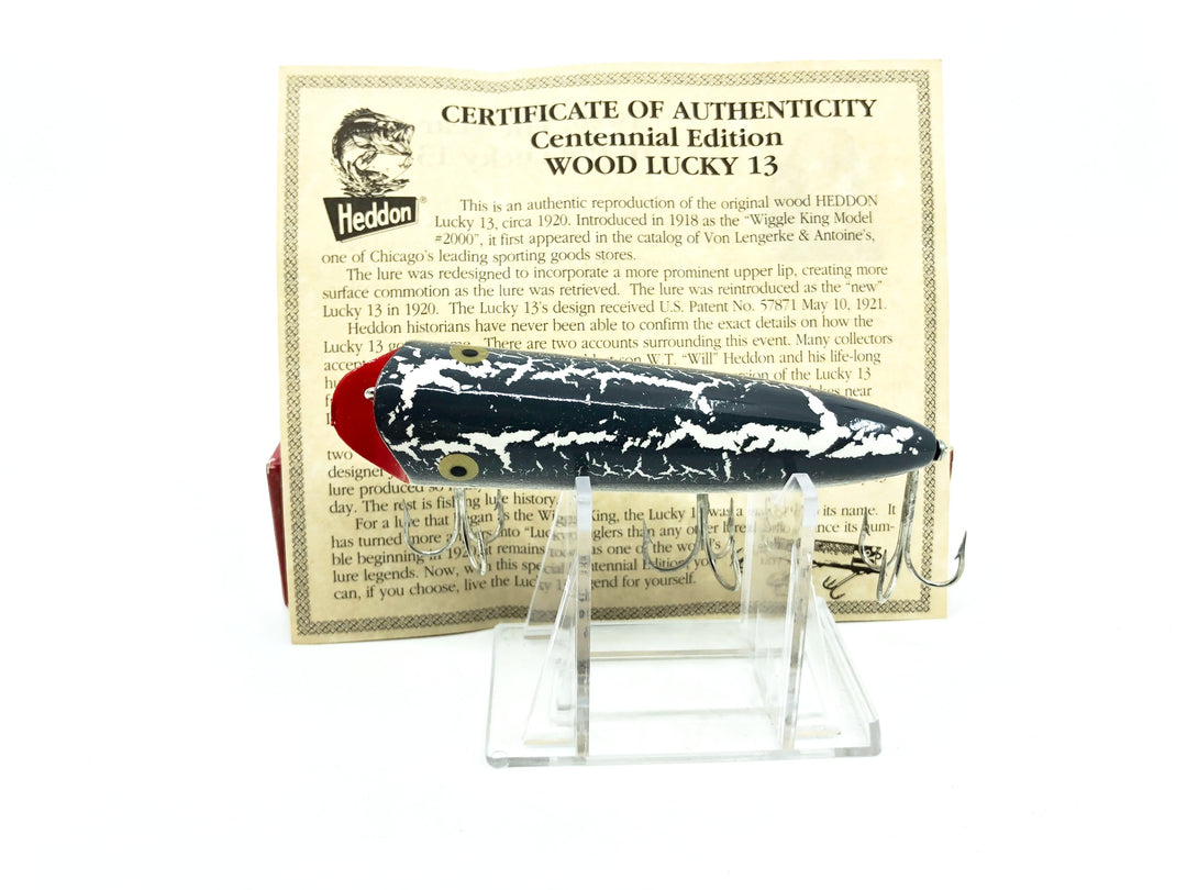 Heddon Centennial Edition Wood Lucky 13 New in Box NO. X2500W-GCB-Gray Crackleback