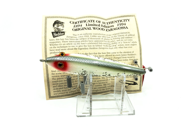 Heddon Centennial Edition Wood Zaragossa New in Box NO. X6500W-SS Silver Flitter-RHF Box