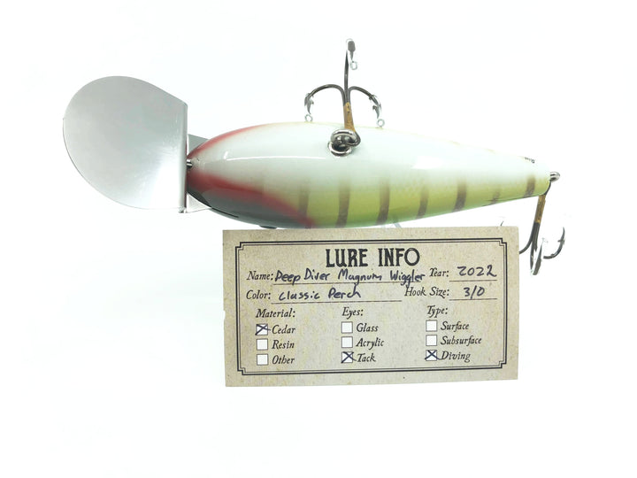 Chautauqua Wooden Magnum Wiggler Classic Perch Color Custom Lure