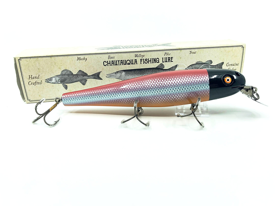 Solid Body Chautauqua 8" Minnow Musky Lure Red Bandit Color