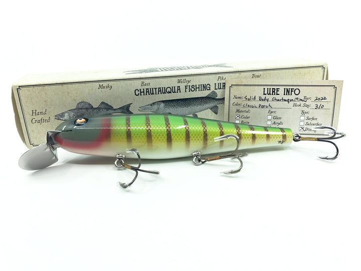 Solid Body Chautauqua 8" Minnow Musky Lure Classic Perch Color