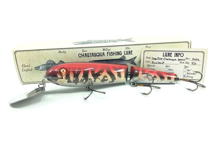 Chautauqua Special Jointed Deep Diver 8" Musky Lure Bloodback PREMIUM Color