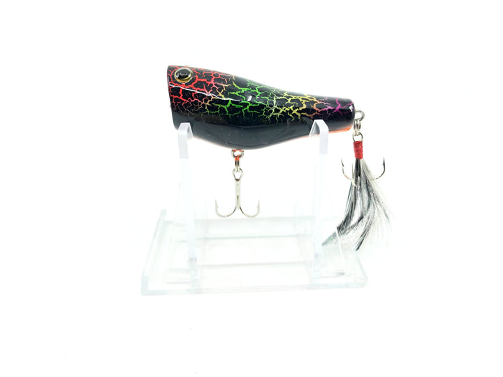 Tiemco Bass Mania Tank 50 Wooden Pop Chugger Bait Color 8 Rainbow Crackle