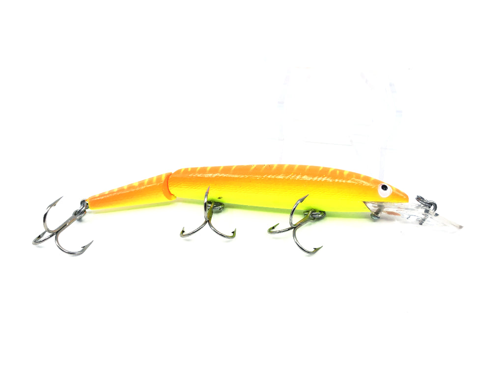 Rebel FTJ20SS Jointed Fastrac Minnow Color 142 Fluorescent Orange Chartreuse Belly & Stripes