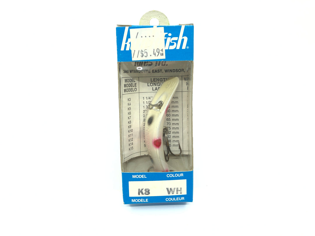 Kwikfish K8 WH White Red and Black Spots Color New in Box Old Stock