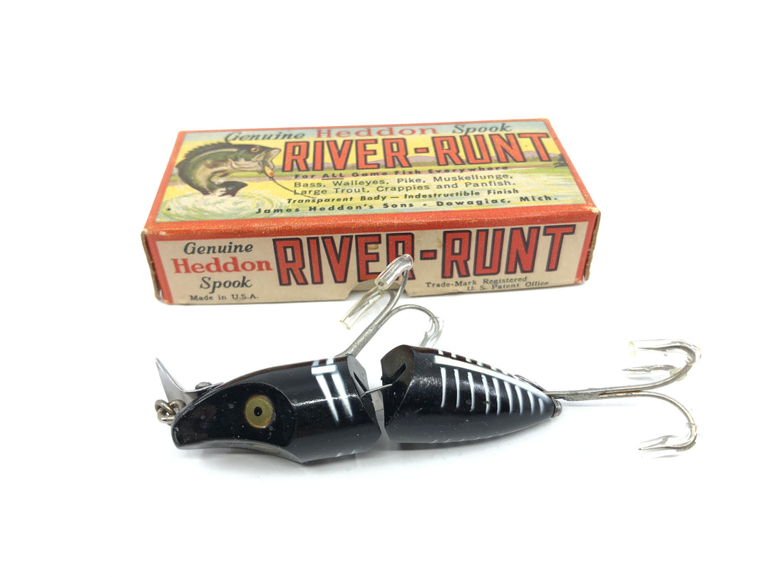 Heddon Jointed Sinking River Runt 9330 XBW Black Shore Color with Box and Catalog