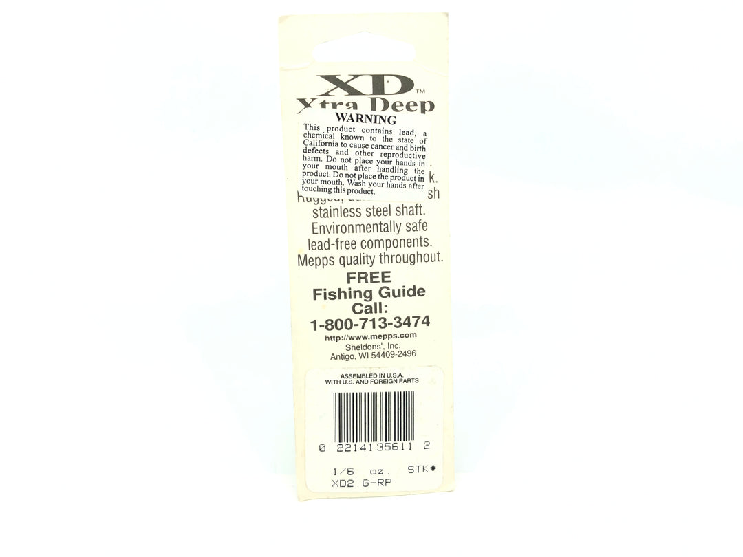 Mepps XD Xtra Deep Size 2 XD2 G-RP 1/6 oz New on Card Old Stock Red Blade