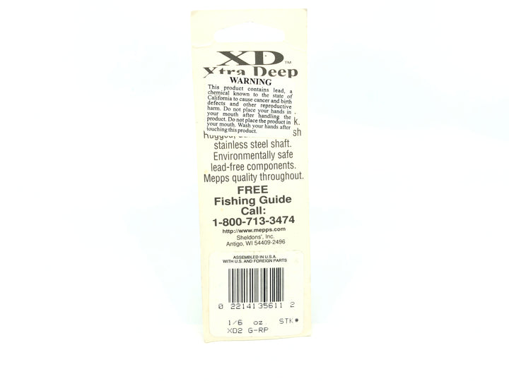 Mepps XD Xtra Deep Size 2 XD2 G-RP 1/6 oz New on Card Old Stock Red Blade