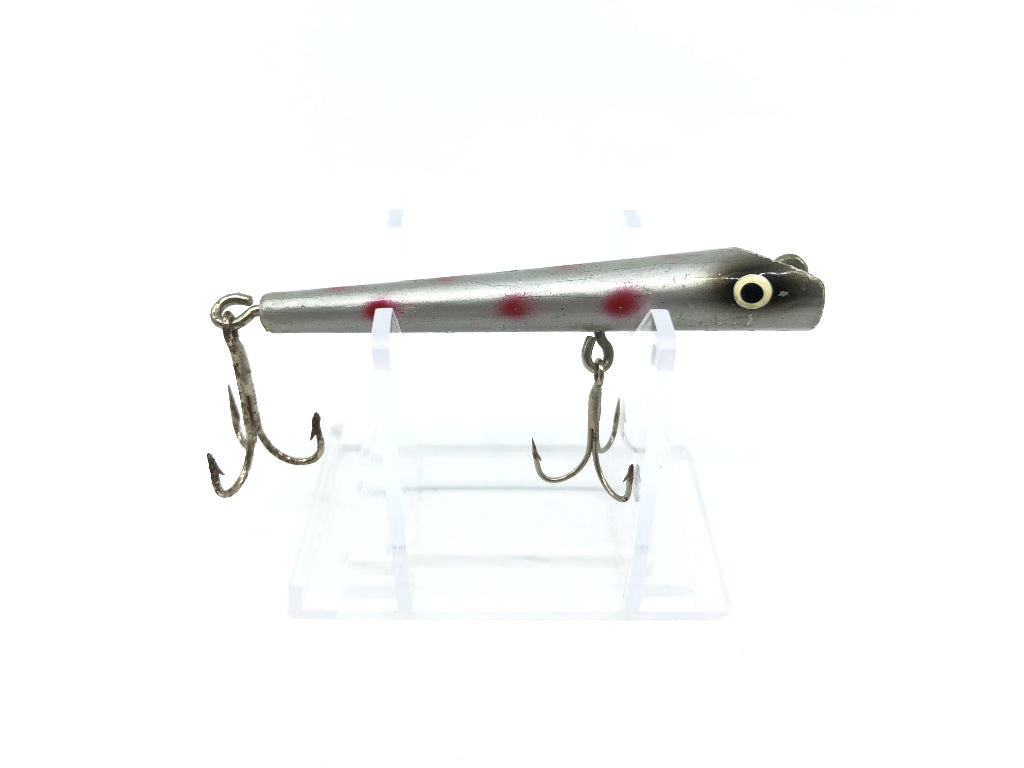Silver with Red Dots Wooden Pencil Popper Lure