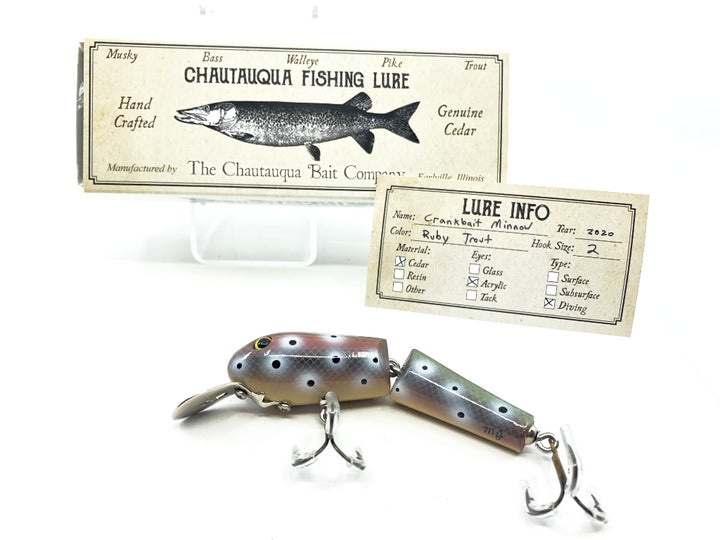 Chautauqua Wooden Crankbait Minnow Ruby Trout 2020 Color Custom Lure