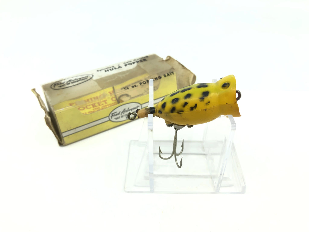 Vintage Arbogast Hula Popper Frog Color with Box and Trailer Hook