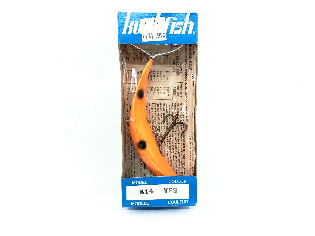 Kwikfish K14 YFB Yellow Fluorescent Black Spots Color New in Box Old Stock