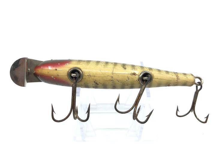 Vintage Creek Chub 700 Pikie Minnow Glass Eyes Double Line Tie Pikie Color Wooden Lure