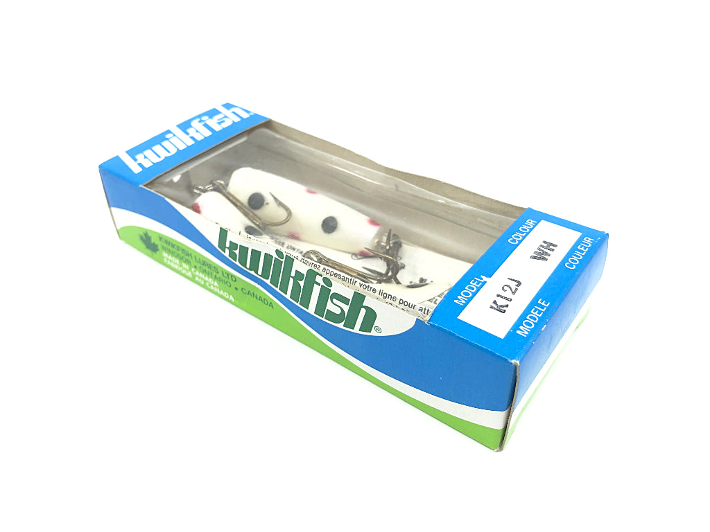 Pre Luhr-Jensen Kwikfish Jointed K12J WH White Red and Black Spots Color New in Box Old Stock