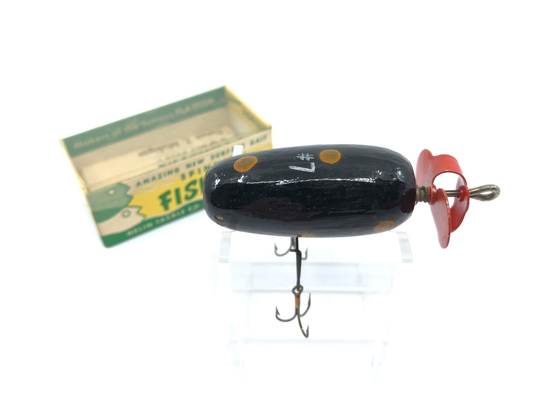 Helin Fishcake #7 Black with Orange Dots New in Box New Old Stock Great Condition