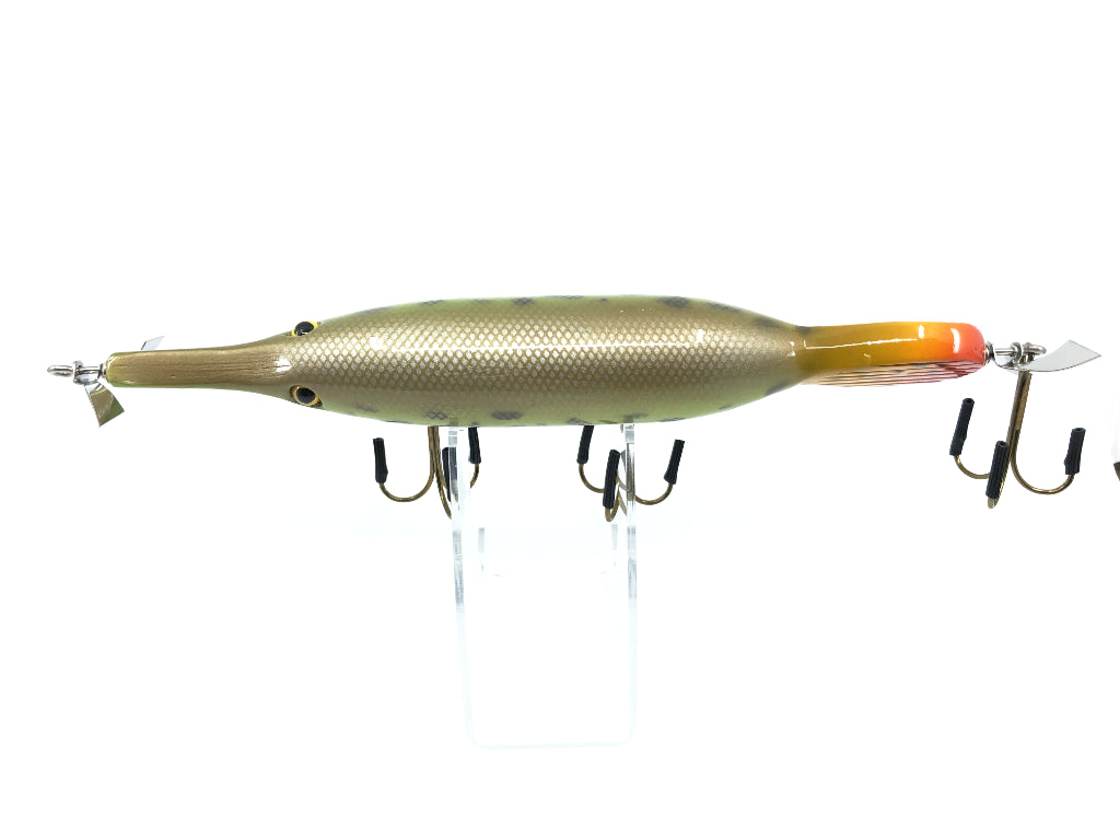 Chautauqua 11" Wooden Topwater Magnum Gar with Tail Lure Spotted Gar Color