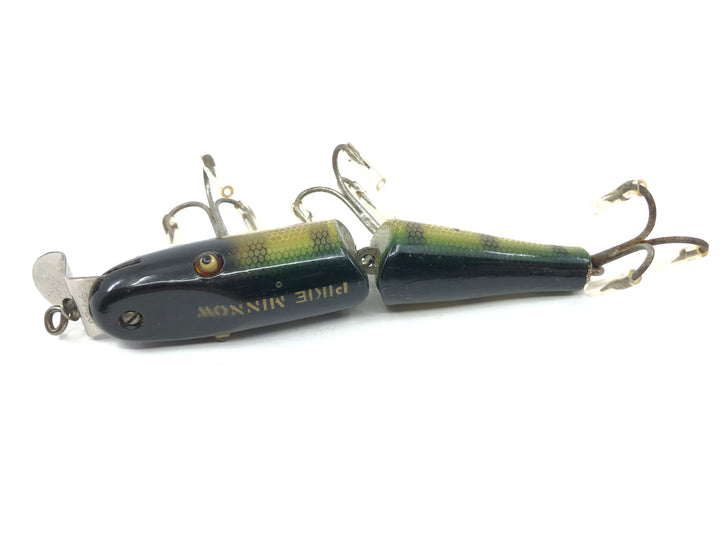 Creek Chub 2600 Jointed Pikie Minnow in Perch Color 2601 Wooden Lure Glass Eyes