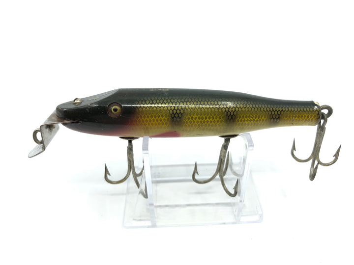 Creek Chub 700 Famous Pikie Minnow in Perch Color 701 Wooden Lure Glass Eyes