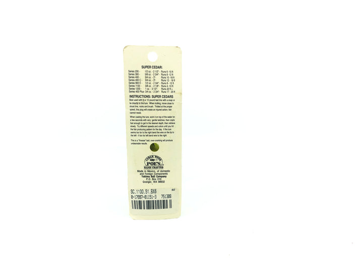 Poe's Super Cedar Series 1100 Chartreuse/Green Back Color on Card