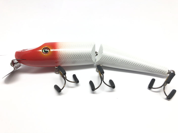 Chautauqua Jointed Magnum Piko 8" Musky Lure Red Head White Body Color Special Order Bait