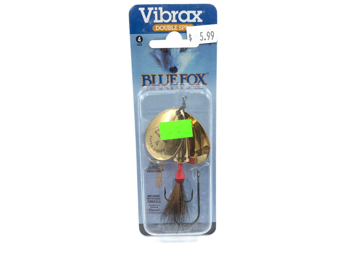Vibrax Blue Fox Double Spin Size 4 Spinner New on Card Copper Blades Brown Dressed