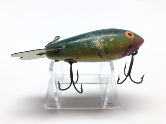 Vintage Wooden Bomber Lure Green and Yellow Color