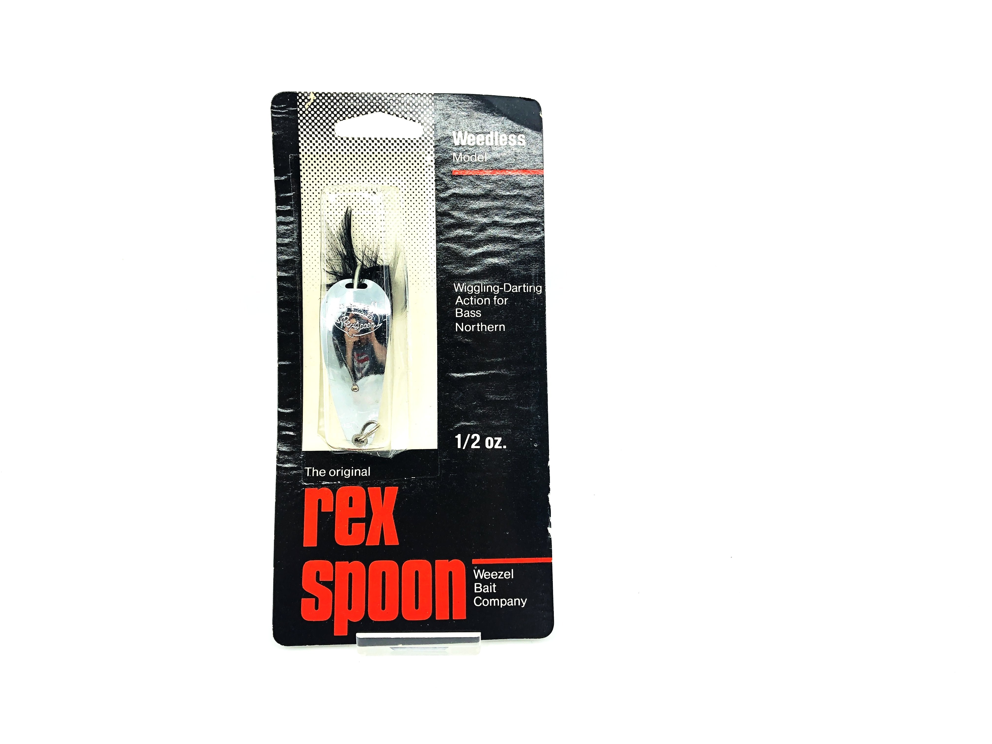 Rex Spoon Queen City Tackle Company Weedless 1/2oz Model Rex Spoon RS2CH Black T ...