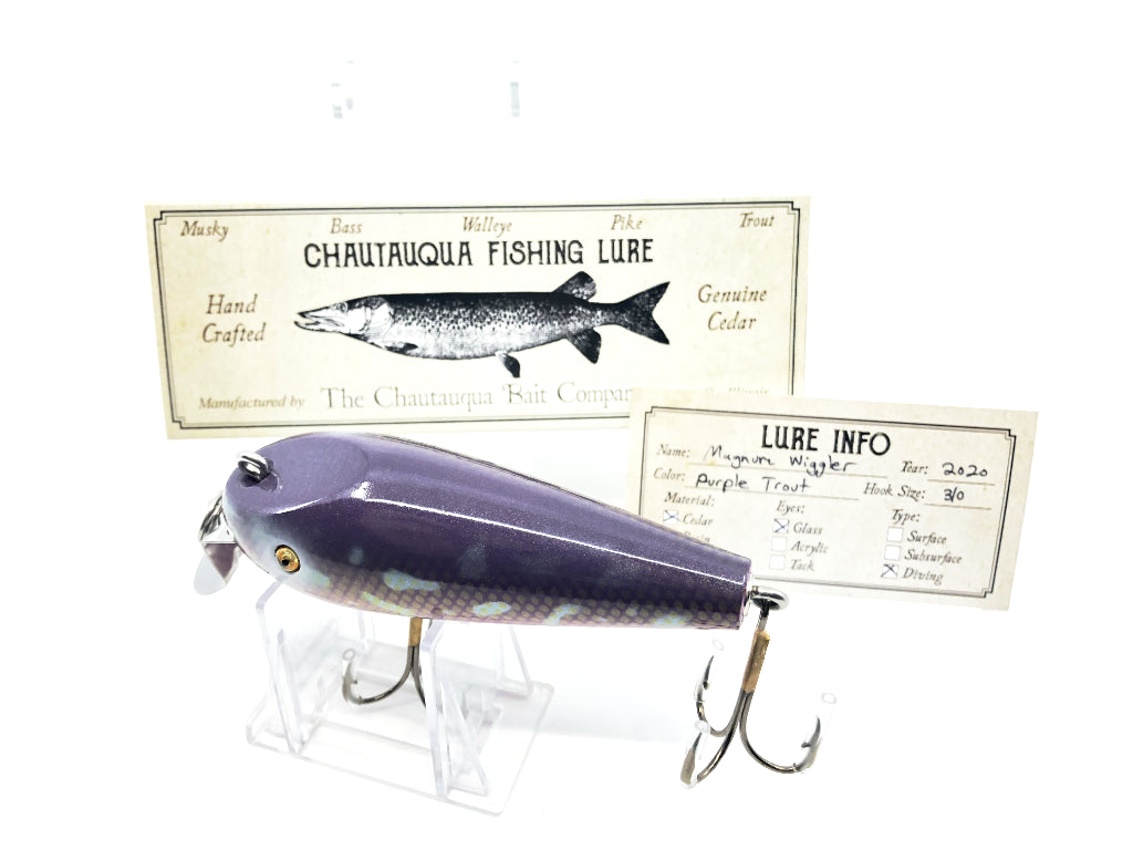 Chautauqua Wooden Glass Eye Magnum Wiggler Purple Trout 2020 Color Custom Lure