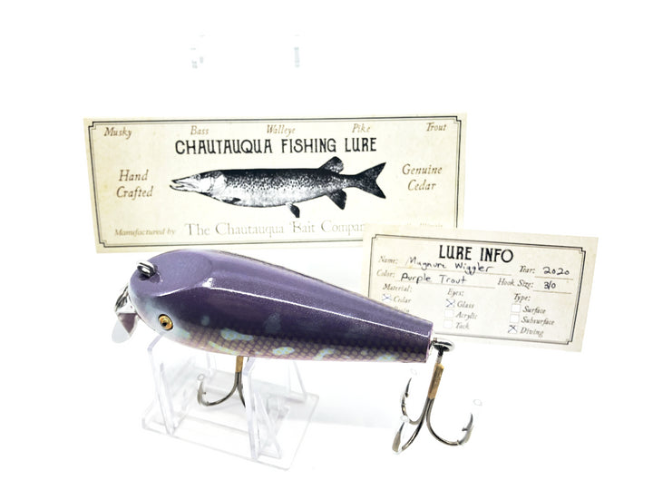 Chautauqua Wooden Glass Eye Magnum Wiggler Purple Trout 2020 Color Custom Lure