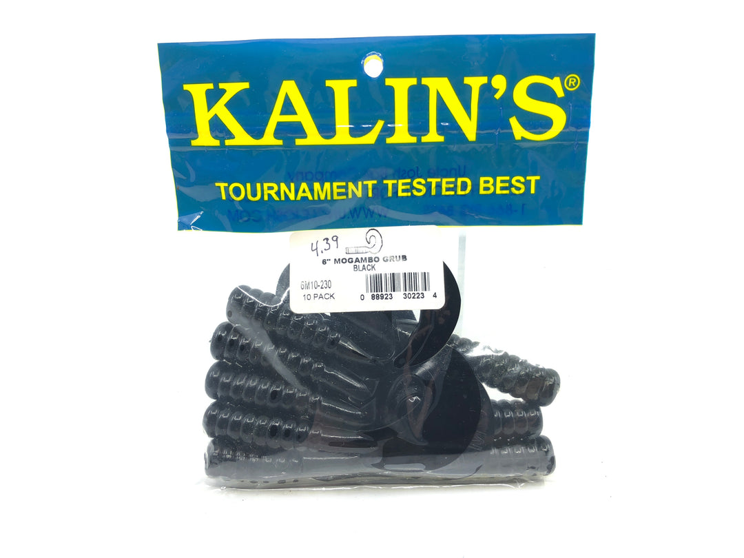 Kalin’s 8 Pack of 6" Mogambo Grub Tails Black Color