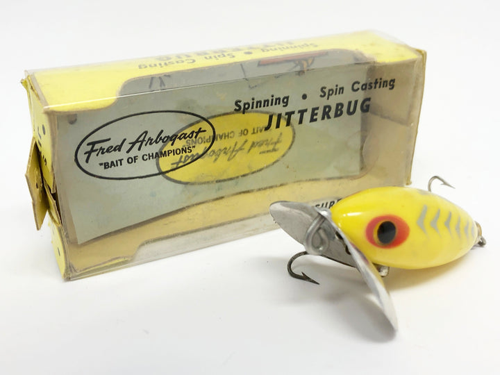 Arbogast Spinning Jitterbug with Box Yellow Shore