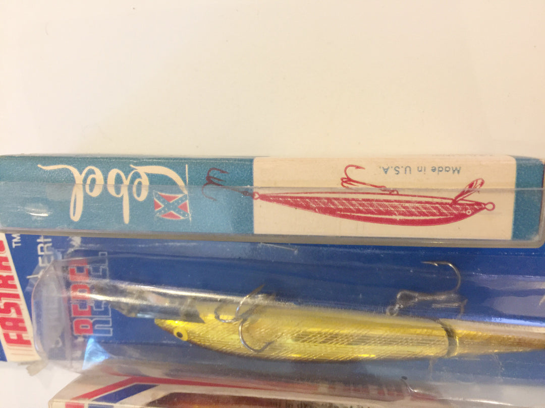 Rebel Lot of 4 Lures NIB  Fastrac, Super-R, 200, 201 with Confederate Flag box