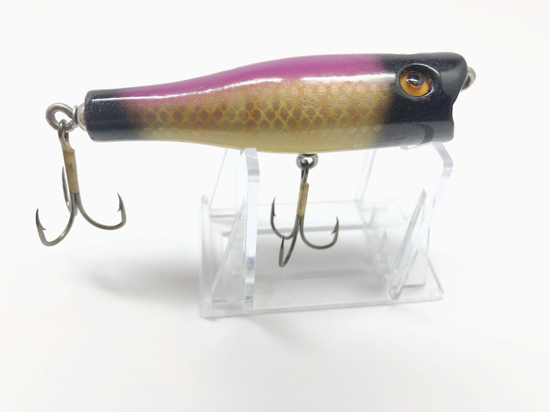 Chautauqua Glass Eyed Popper Wooden Lure in Neon Bandit Color