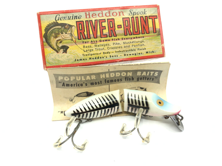 Heddon Jointed Floating River Runt 9430 XBP Pearl and Black Shore Minnow Color with Box