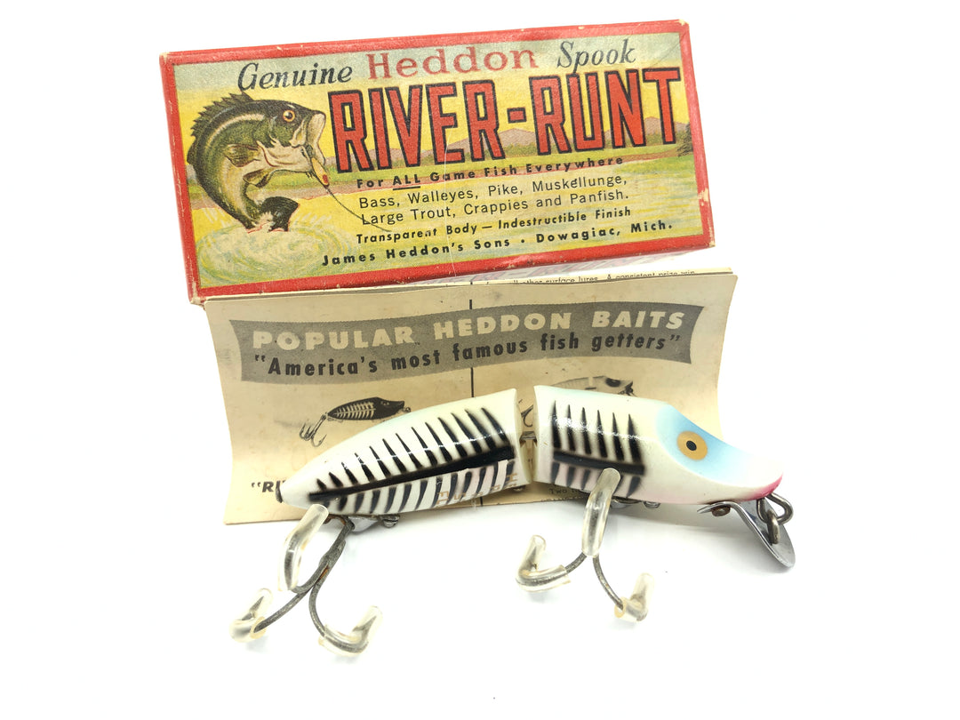 Heddon Jointed Floating River Runt 9430 XBP Pearl and Black Shore Minnow Color with Box