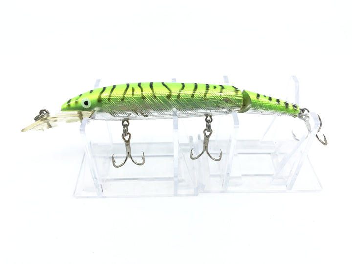 Vintage Rebel Fastrac Jointed Minnow Green Black Stripes and Silver Color