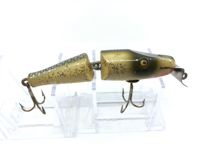Creek Chub 2700 Baby Jointed Pikie Minnow in Silver Flash Color 2718 Wooden Lure Glass Eyes
