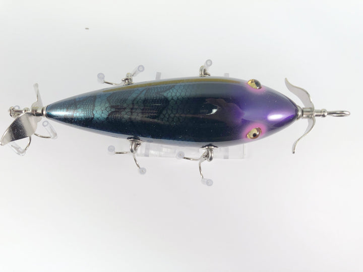 Rusty Jessee Killer Baits Five Hook Minnow in Green Purple Swirl Color
