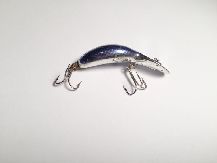 Heddon Tiny Tad Tadpolly Spook Metallic Silver with Blue and Blue Scales