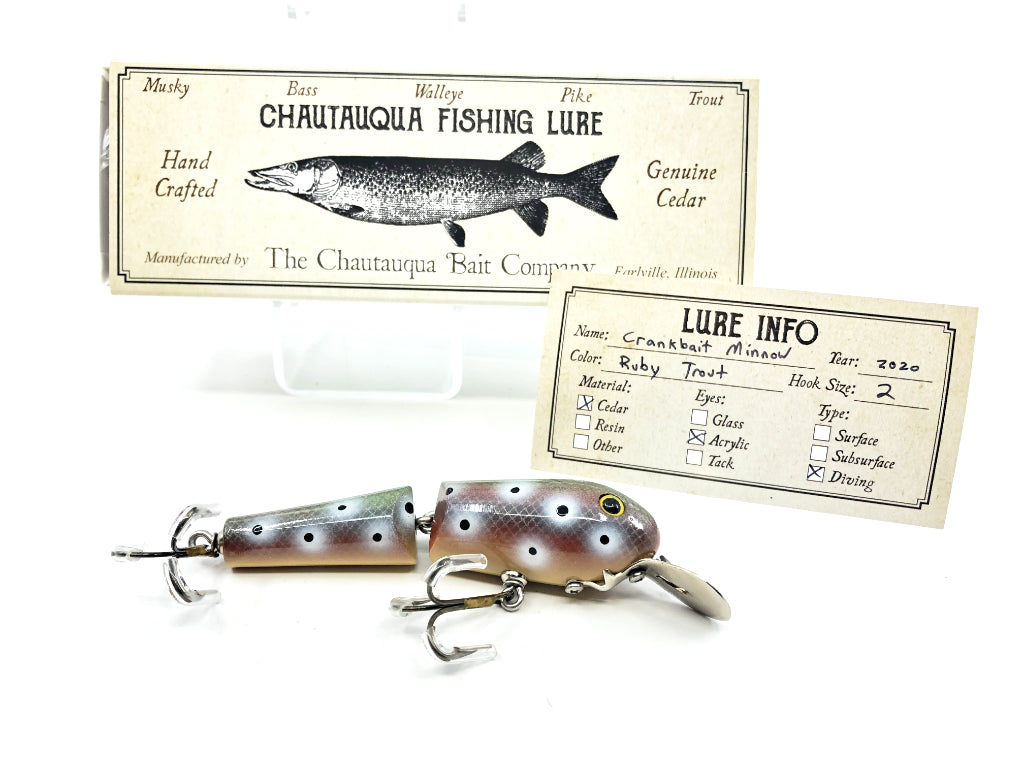 Chautauqua Wooden Crankbait Minnow Ruby Trout 2020 Color Custom Lure