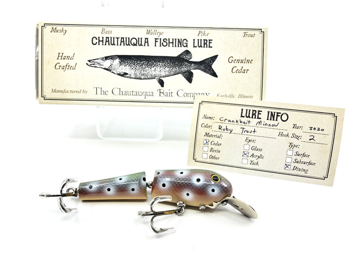 Chautauqua Wooden Crankbait Minnow Ruby Trout 2020 Color Custom Lure