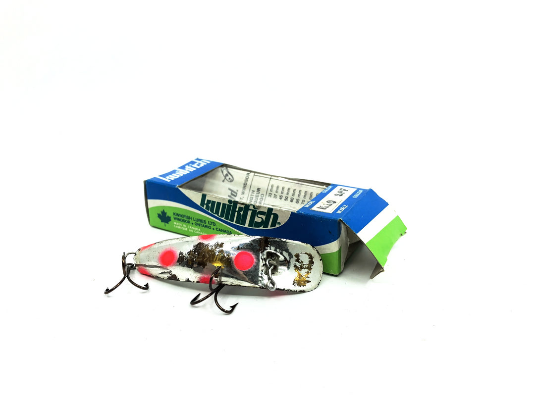 Pre Luhr-Jensen Kwikfish K10 SPF Silver Plated Red Fluorescent Spots Color New in Box Old Stock