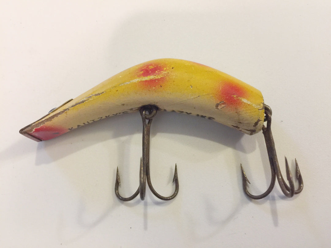 Kautzky's Lazy Ike Wood Lure Yellow with Red Spots